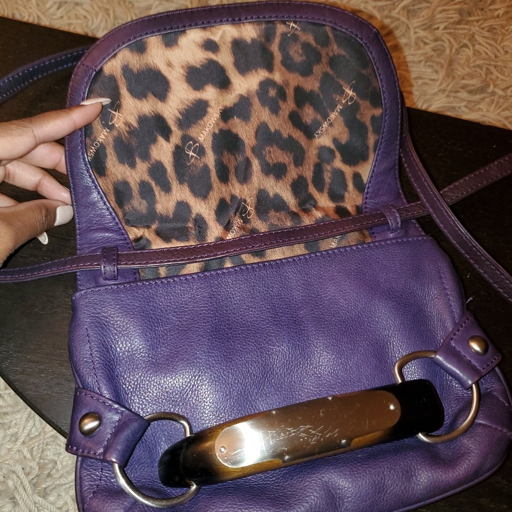 B Makowsky Purple Leather Bag